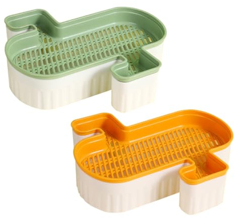 Gatuida 2 Stück Hydroponischer Katzengras Planter Praktische Langlebige Pflanzboxen aus Wasserspeichernd Leicht zu Reinigen für Katzenminze und Indoor Katzengras Orange und Grün