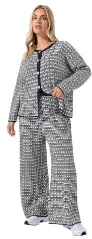Yours Limited Collection Curve Blue Boucle Wide Leg Trousers - Women's - Plus Size Curve