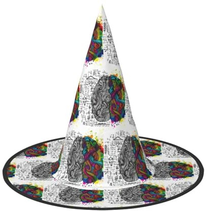 ENGhjes Halloween-Hut mit linkem und rechtem Gehirndruck, weiches Oxford-Tuch, für Karneval, faltbar, platzsparendes Design