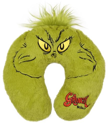 sarcia.eu Grinch Grünes, pelziges Reisekissen, Kissen FÜR Flugzeug UND Auto 32x32 cm (A)