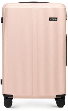 WITTCHEN Stripes Line Valigia media (L) | 67,5 × 45 × 27 cm (65 L), ABS rigido, 4 ruote 360° e lucchetto combinazione | Trolley da viaggio formato L, Ryanair/ITA Airways - Colore: Rosa cipria