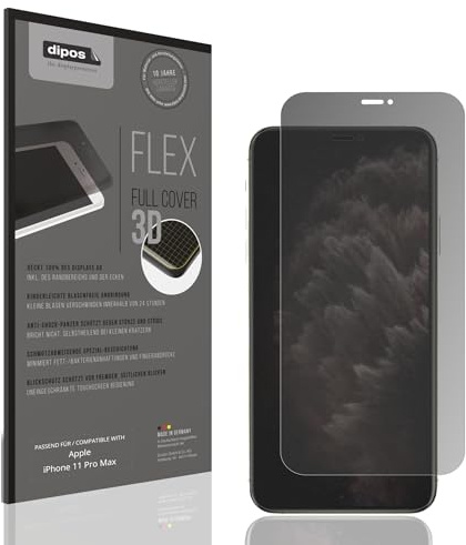 dipos FLEX Privacy Blickschutz-Folie matt passend für Apple iPhone 11 Pro Max Schutzfolie mit 100% Displayabdeckung, Fingerprint-Kompatibel, Case-Friendly, Full Cover, Sichtschutz Filter 2way