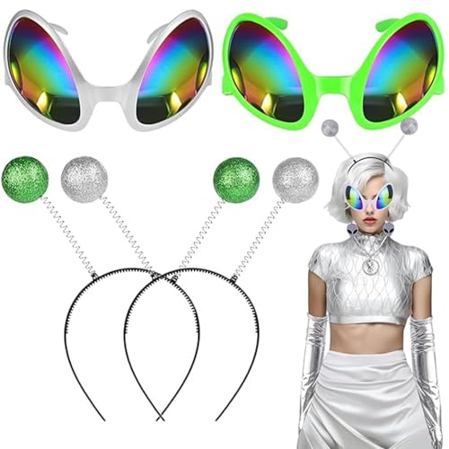 4 Pièces Bandeaux Extraterrestres Lunettes Alien Lunettes Fantaisie Deguisement Alien Idéal pour les Soirées sur le Thème des Extraterrestres les Anniversaires D'enfants les Productions Théâtrales