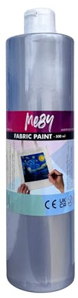 Pintura para tela 500 ml – Tinta textil para telas claras, resistente a la lavadora y fija con plancha (plata)