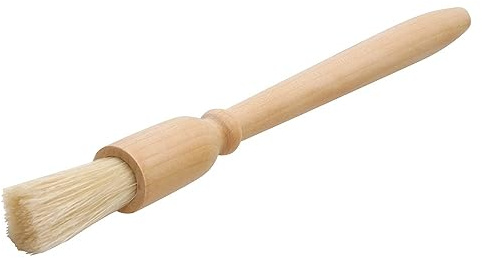 KitchenCraft Teigpinsel, Runder Öl Pinsel mit Holzgriff, Backpinsel mit Naturborsten zum Bestreichen von Backwaren und Braten, Braun, Holz, 25 cm lang