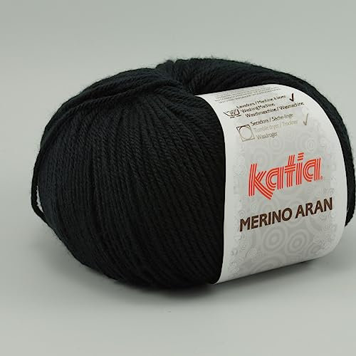 Katia Merino Aran 002 schwarz 100g Wolle