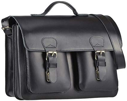 Ruitertassen kleine Aktentasche 38cm Leder schwarz Herren Damen | Schultasche, Lehrertasche, 2 Fächer