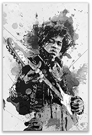 Kunstbruder Jimi Hendrix Guitar SW (div. Größen) - Kunst Druck auf Leinwand 60x90cm