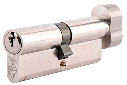 Yale KMT3535-NP Euro Knauf 1 Stern Gütesiegel, 3 Schlüssel im Lieferumfang enthalten, hohe Sicherheit, verpackt, geeignet für alle Türtypen, Nickel-Finish, 35:10:35 (80 mm)