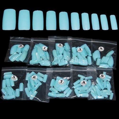 500 French Acrylic Artificial Full False Nail Art Tips (Blue)