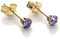 9 Karat Gelbgold 3mm Runde Tansanit CZ Kristall Ohrstecker Ohrringe