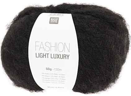 Rico Fashion Light Luxury Fb. 08 schwarz - leichte Wolle mit Alpakawolle zum Stricken & Häkeln made in Peru