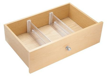 iDesign Linus verstellbarer Schubladen Organizer, hohe Schubladentrenner für die Küche aus Kunststoff, 2er-Set Schubladeneinteiler, durchsichtig