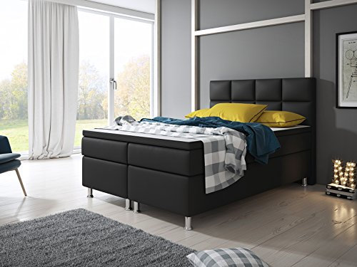Boxspringbett Miami 140x200 cm Kunstleder Schwarz