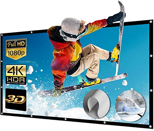 250 Pouces Écran de Projection Écran de Projecteur en Toile Full HD 3D 4K 16 9 Portale pour Vidéoprojecteurs Home Cinema/Plein Air, 28 Œillets Métalliques (553x311cm)