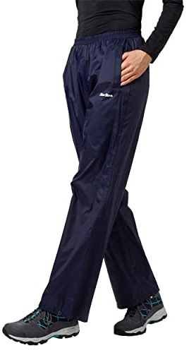 Peter Storm Women’s Packable Pants with Elasticated Waist & Stuff Sack, Waterproof, Breathable & Lightweight Over Trousers (UK, Numeric, 8, Regular, Regular, Navy)