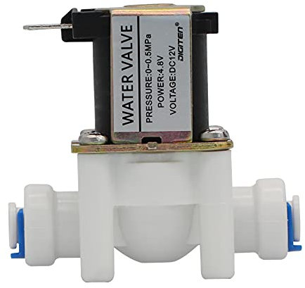 DIGITEN DC 12V 1/4 Inlet Feed Water Solenoid Valve Quick Connect N/C Normally Closed no Water Pressure