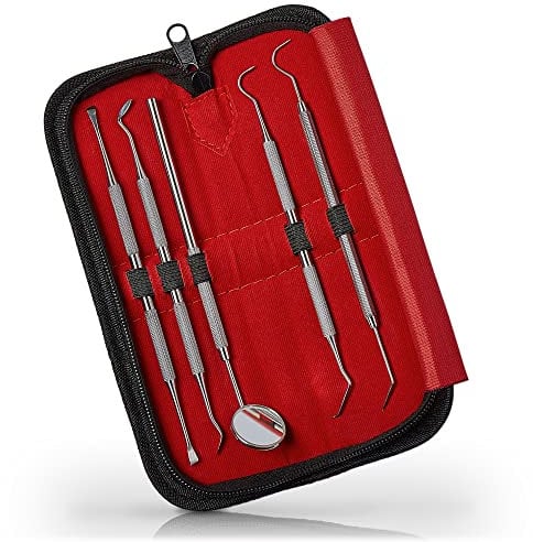 Sunglow 5er Zahnpflege Set | Dental Set mit Zahnspiegel und 4x Zahnsonde zur Zahnreinigung und als Zahnsteinentferner – Zahnreinigungsset aus hochwertigem Edelstahl für die ideal Mundpflege