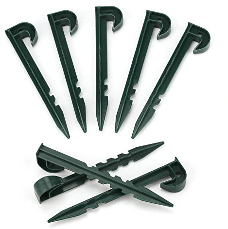 KINGLAKE 30 Pcs 5.8 inch Garden Securing Pegs Garden Hooked Netting Pegs for Fixing Fish Pond Camping Tent Weed Fabric Control (Dark Green)