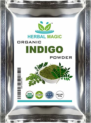 Ecocert Indigo 'Black Henna' Pulver/Kräuterhaarfarbe - Go schwarz/braun natürlich nur von Kräutermagie-Komplettset, Ecocert/GMP, Halal, ISO Zertifikat