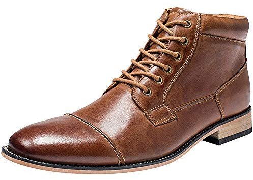 rismart Hombre Top Grifo Negocio Vestir Cordón Cierre Botas Chukka SN01811(Marrón,45 EU)