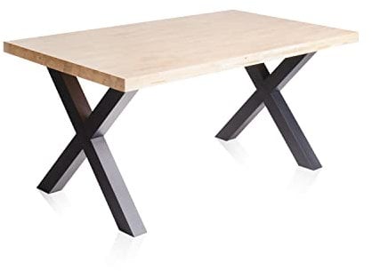 X-Loft, Mesa de Comedor, Mesa de Salon, Acabado en Roble Salvaje y Patas Metalicas Negro, Medidas: 160 cm (Largo) x 90 cm (Ancho) x 76 cm (Alto)