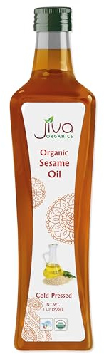 Jiva Organics Organic Sesame Oil 1 Liter Bottle - Ideal for Ayurveda & Cooking, From Organic Seeds, 100% Natural & Non-GMO