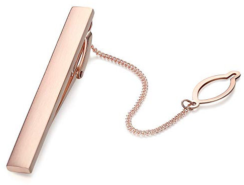 HONEY BEAR Herren Krawattennadel Krawattenklammer Hochzeit Tie Clip aus Edelstahl,MEHRWEG (Rosé gold)