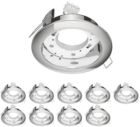 ledscom.de 10 Stück Deckeneinbauleuchte ZOBE II, chrom glänzend, rund, 107mm Ø, 1x GX53 max. 25W