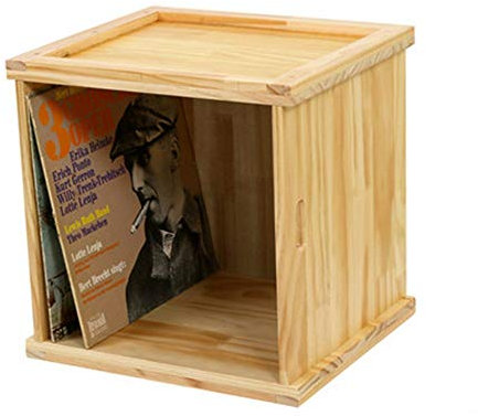 ChengBeautiful Record LP Storage Case CD DVD Case LP Album Box Home Sundries Storage Box Wooden Vintage Vinyl Record Organizer Vinyl Record Storage Box (Color : Natural, Size : 37.5X37.5X33CM)