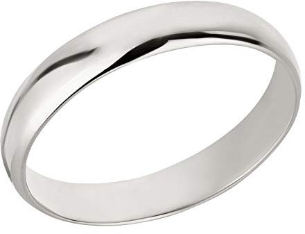 Ardeo Aurum Trauring Unisex Damenring Herrenring aus 375 Gold Weißgold in 4 mm Breite massiv Ehering Modell 102 Größe 68