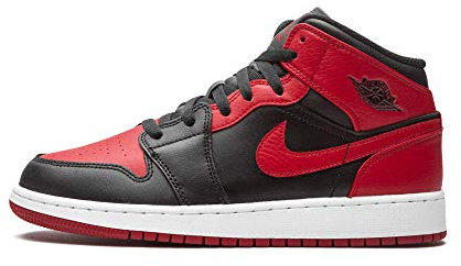 Nike Air Jordan 1 Mid (GS), Fitnessschuhe für Kinder, Black Gym Red White 01, 36.5 EU