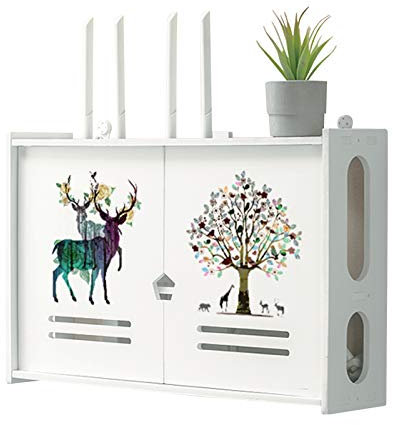 YTREDF WiFi Router Shelf TV Set-Top-Rack Aufbewahrungsbox, Set-Top Box Regal Wandhalterung, Kabelbox mit Löchern zur Belüftung, für Kabelführungs Steckdosenleiste (48 * 11.5 * 31cm)