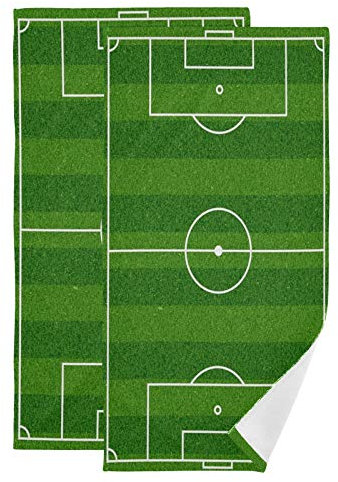 Fußballfeld-Handtuch-Set, ultraweich, saugfähig, schnelltrocknend, Handtücher für Bad, Fitness, Bad, Sport, Yoga, Reisen (2er-Pack, 71,9 x 36,6 cm)