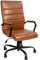 Flash Furniture Bürostuhl mit hoher Rückenlehne, braunes LeatherSoft, weicher Chefsessel, Drehstuhl mit schwarzem Gestell und Armlehnen