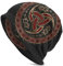 C2Jew Vikings Beanies Mütze Schwarz-Rote Strickmützen Damen Herren Mütze Hip-Hop Mütze Slouchy Outdoor-Caps 10,6 × 11 Zoll,Odin Horn