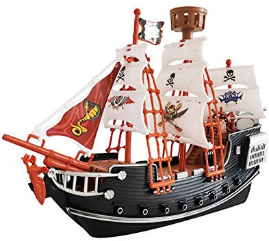Piratenschiff Spielzeug, Kinder Piratenschiff Rollenspiel Spielzeug Kunststoff Holländer Segelschiff Modell Pirate Collection Figuren mit Piratenflagge Segeln Kanonen Lernspielzeug-27cmx19cmx6.5cm
