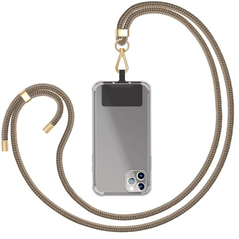 ZhinkArts - Handykette universal - Handyschnur zum Umhängen - kompatibel mit iPhone - Samsung Galaxy - Huawei - Xiaomi - Necklace - Taupe/Beige
