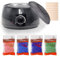 Cera depilatoria calda 4 x 100 g , riscaldatore a cera, kit depilazione, 20 spatole viso braccia ascelle gambe (Conjunto Nero)