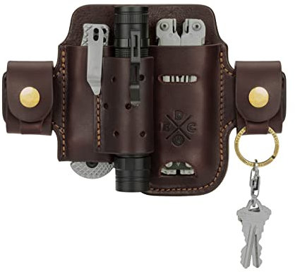 1791 EDC Heavy Duty Multitool Sheath, Leather EDC Organizer, Multitool Pouch for Belts also fits Knife, Flashlight, Keys - Compatible with Leatherman, Gerber, SOG Multitools - Action Snap, Burgandy