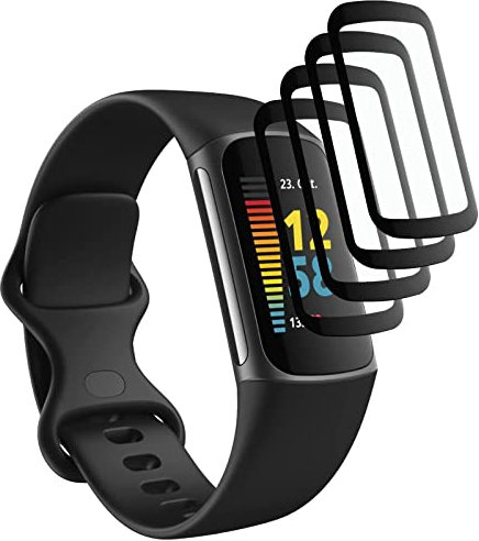 KELOLIN [4 Stück] Schutzfolie kompatibel mit Fitbit Charge 5, 3D Gebogene Kanten, Kratzfest, HD Ultra Bruchsicherer Flexibler Displayschutzfolie für Fitbit Charge 5