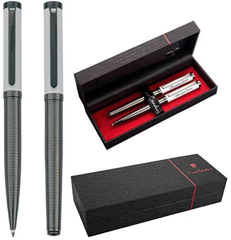Pierre Cardin® MARIGNY Set aus Kugelschreiber und Rollerball Pen mit Gravur | Premium Stift Etui |edel| personalisiertes Geschenk | Namen | graviert | Jahrestag | Geburtstag (Weiß)