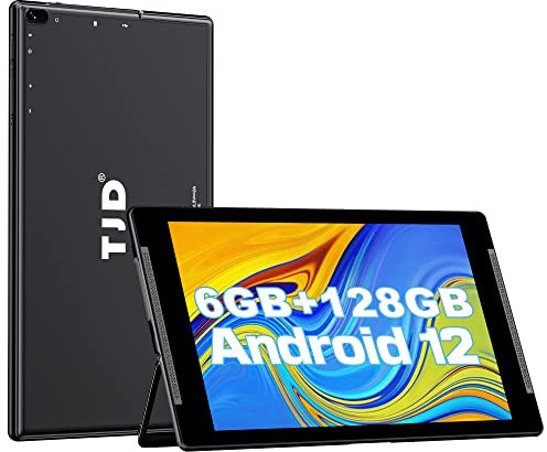 10.1 inch Tablet, Android 12 Tablets with Stand, 6+6GB RAM,128GB ROM (512GB Expandable Storage), HD IPS Screen, 2.0MP Front Camera, 8.0MP Rear Camera, Wi-Fi, Bluetooth Tablet (Black)