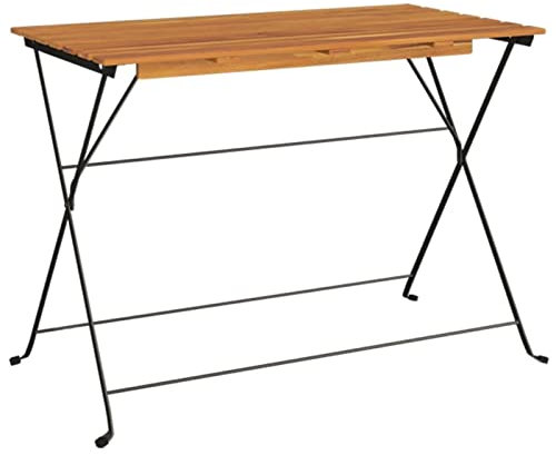 Tidyard Bistrotisch Klappbar Bartisch Stehtisch Gartentisch Balkontisch Beistelltisch Partytisch Gartentheke Gartenbar Theke Bar Tresen Terrassentisch 100x54x71 cm Massivholz Akazie und Stahl