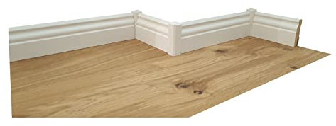 TRECOR® Tour d'angle, hauteur : 65 mm, largeur : 21 x 21 mm, barres d'angle, tours d'angle, coin intérieur, coin extérieur en bois (laqué) pour plinthes blanches (tour d'angle 65 mm (1 pièce))