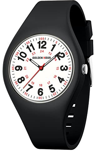 GOLDEN HOUR Armbanduhr Damen wasserdichte Digital Analoge, Unisex-Sportuhren für Uhr Damen Studenten Mädchen Jungs – leuchtende, Leicht Ablesbares Zifferblatt, Silikonarmband Krankenschwester Uhren