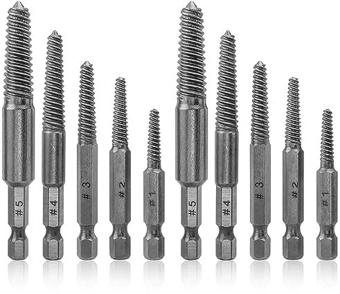 Mesee 10 Pieces Damaged Screw Remover and Extractor Set 1/4 Inch Hex Shank Broken Screw Extractor Drill Bit Screws Bolts Quick Stripped Removal Tool
