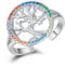 KINGWHYTE Tree of Life Rings for Women 925 Sterling Silver Family Tree Adjustable Rings Jewelry Gifts for Mother Friend Girlfriend Girl