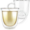 Teabloom Doppelwandige Borosilikatgläser - Set von 2 isolierten Glasbecher für Tee, Kaffee und mehr - 8oz / 240ml - Canterbury Bells Collection