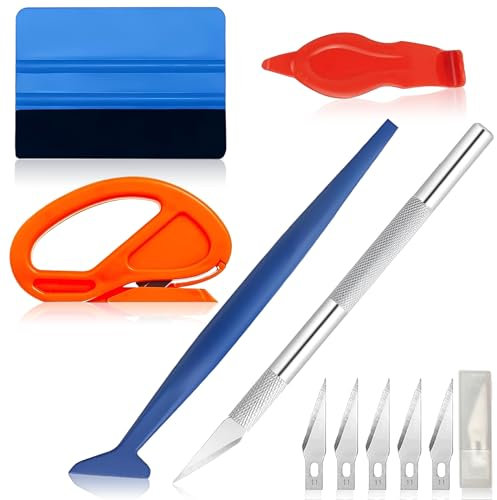 Juego de 10 herramientas de lámina de vinilo para láminas de aluminio, con cuchillas de repuesto para lámina de tintado de coche, muebles, ventanas, cocina